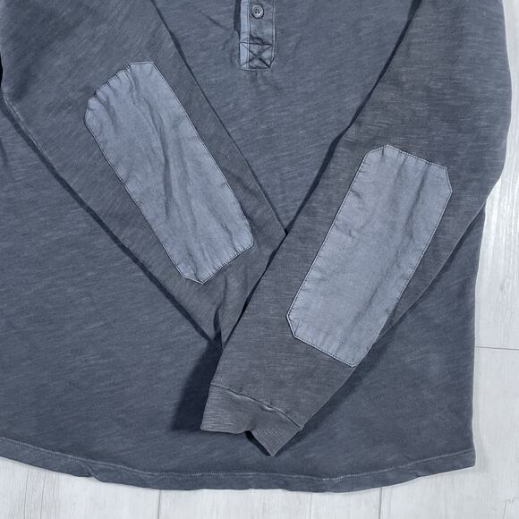 Marine Layer Shirt Mens Large Gray Long Sleeve Henley Elbow Patches Cotton - Picture 4 of 10